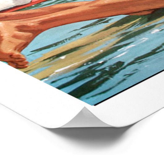 Hawaii, surfen, grote golf, oud poster (Hoek)