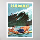 Hawaii, surfen, grote golf, oud poster (Voorkant)