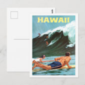 Hawaii, surfen, grote golf, vintage reis ansichtka briefkaart (Voorkant / Achterkant)