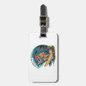 Hawaii surfen  kleurrijke badge met man in bagagelabel (Voorkant verticaal)