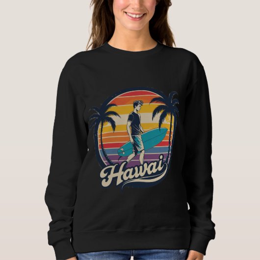 Hawaii Surfen Retro Sunset Aesthetiek Trui (Voorkant)