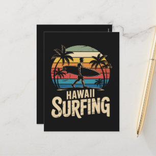Hawaii Surfen Retro - Vintage Sunset Beach Surfer Feestdagenkaart