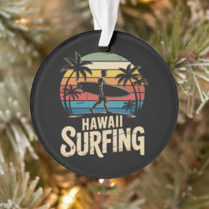 hawaii surfen retro - vintage zonsondergang strand ornament