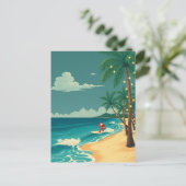 Hawaii Surfen Santa Tropical Beach Vakantie Reizen Briefkaart (Staand voorkant)