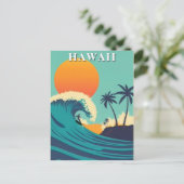 Hawaii Surfen Sunset & Waves Reizen Briefkaart (Staand voorkant)