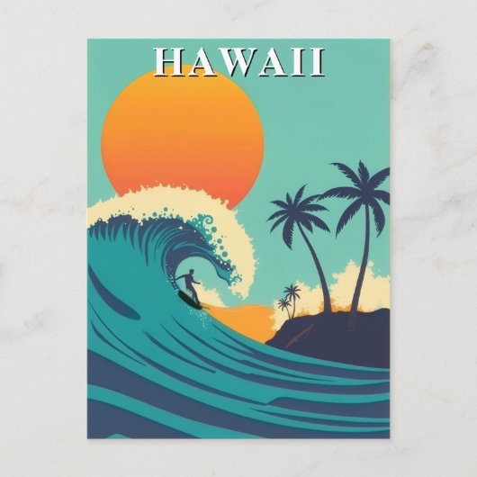 Hawaii Surfen Sunset & Waves Reizen Briefkaart (Voorkant)