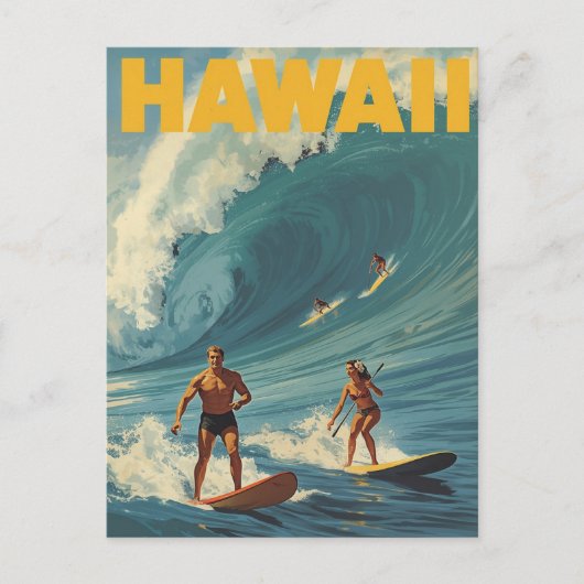 Hawaii Surfen Vintage Reizen Briefkaart (Voorkant)