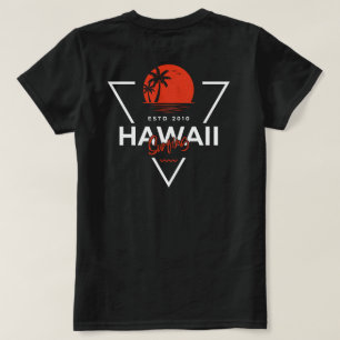 Hawaii Surfen Vintage Zonsondergang Tropisch Stran T-shirt