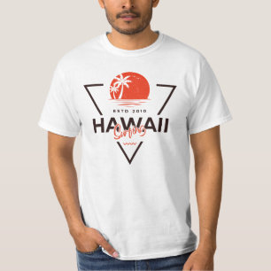 Hawaii Surfen Vintage Zonsondergang Tropisch Stran T-shirt