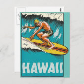 Hawaii Surfende Briefkaart (Voorkant / Achterkant)