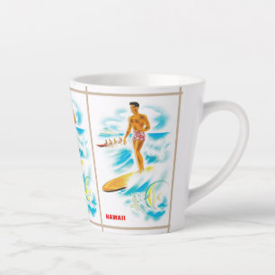 Hawaii surfende vintage-reis latte mok