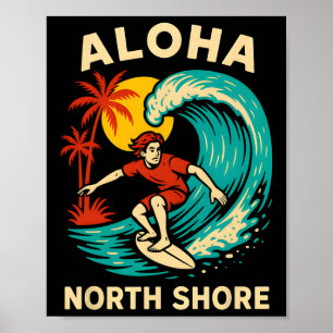 Hawaii Surfer Aloha North Shore Vintage Heren Surf Poster