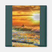 Hawaii Surfer bij Sunset Vibrant Oranje Magnet (Voorkant)