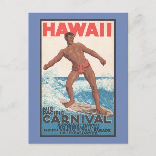 Hawaii Surfer Briefkaart (Voorkant)
