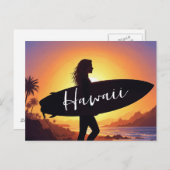 Hawaii Surfer Girl on the beach Briefkaart (Voorkant / Achterkant)