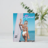 Hawaii Surfer Girl Travel Briefkaart (Staand voorkant)