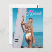 Hawaii Surfer Girl Travel Briefkaart (Voorkant / Achterkant)