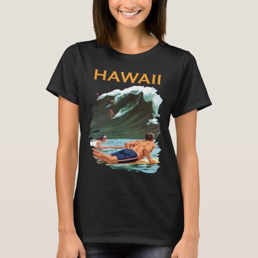 Hawaii Surfer Golf Retro Reis T-Shirt (Voorkant)