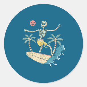 Hawaii Surfer Skelet Halloween Strand Y Soky Surf Ronde Sticker