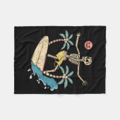 Hawaii Surfer Skeleton Halloween Beach Y Soky Surf Fleece Deken (Voorkant (Horizontaal))
