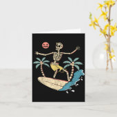 Hawaii Surfer Skeleton Halloween Beach Y Soky Surf Kaart (Gele Bloem)