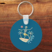 Hawaii Surfer Skeleton Halloween Beach Y Soky Surf Sleutelhanger (Voorkant)