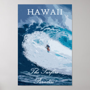  Hawaii Surfer Travel Poster
