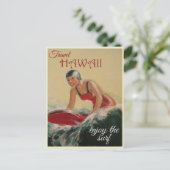 Hawaii  Surfer Woman Travel Briefkaart (Staand voorkant)