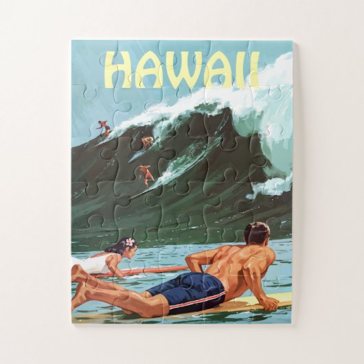 Hawaii, Surfers die wachten op een Big Wave, Legpuzzel (Verticaal)