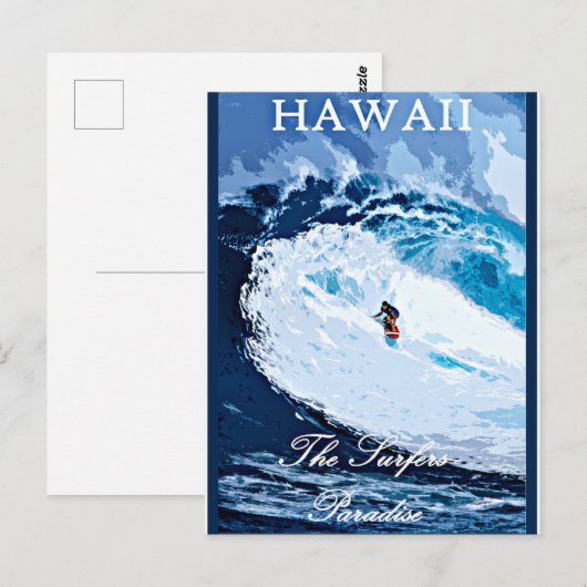 Hawaii, Surfers Paradise, oud poster Briefkaart (Voorkant / Achterkant)