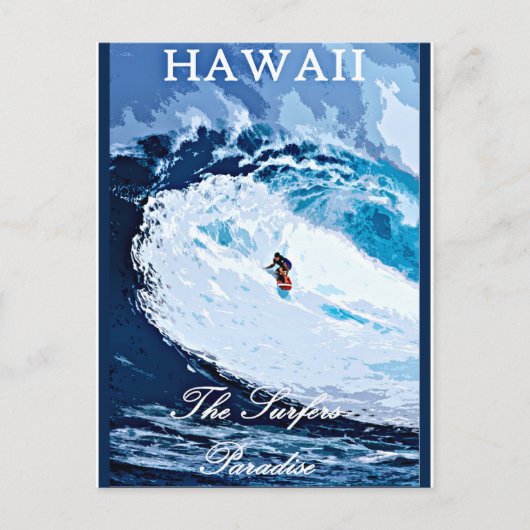 Hawaii, Surfers Paradise, oud poster Briefkaart (Voorkant)