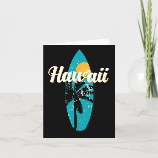 Hawaii Surfing Aloha Retro Surfboard Beach Kaart (Voorkant)