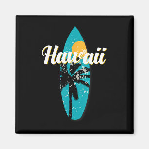 Hawaii Surfing Aloha  Retro Surfboard Beach Magneet