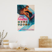 Hawaii Surfing Poster United Airlines Kunst Grote (Keuken)