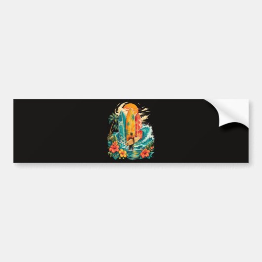 Hawaii Surfplank Golf Beach Surfer Vintage Bumpersticker (Voorkant)