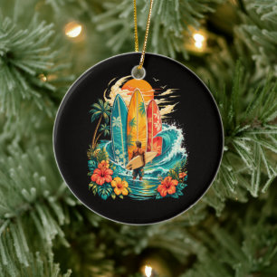 Hawaii Surfplank Golf Beach Surfer Vintage Keramisch Ornament