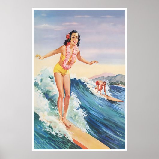 Hawaii Surfposter Hawaiaanse Kunst Surf Print (Voorkant)