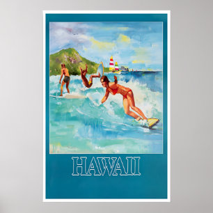 Hawaii Surfposter Reisprent Hawaiaanse Surf Poster