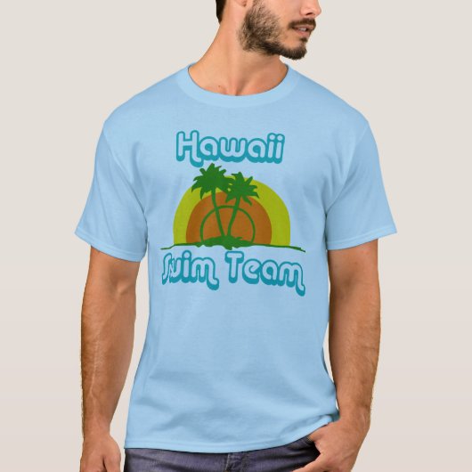 Hawaii Swim Team Retro T-Shirt, Palm Trees T-shirt (Voorkant)