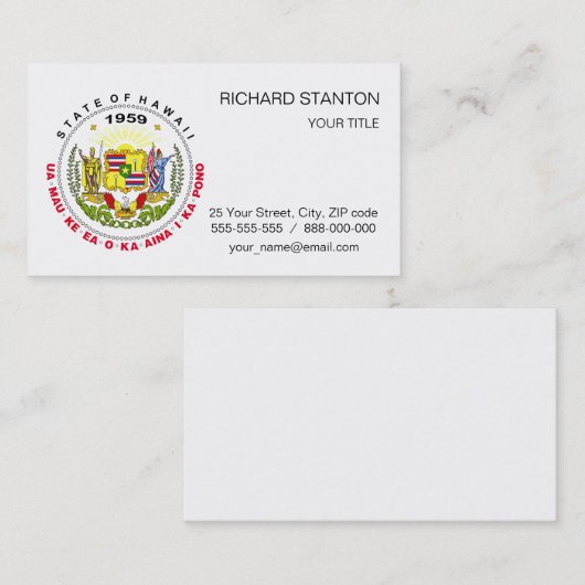 Hawaii-teken Visitekaartje (Voorkant / Achterkant)