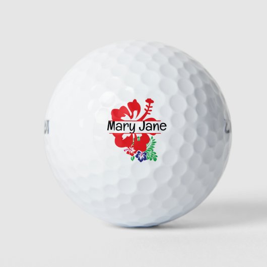 Hawaii-thema met Hibiscus-bloem Golfballen (Voorkant)