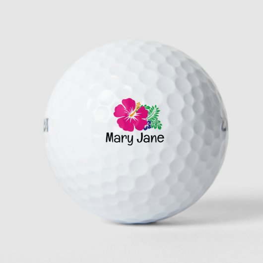 Hawaii-thema met Hibiscus-bloem voor golfer Golfballen (Voorkant)