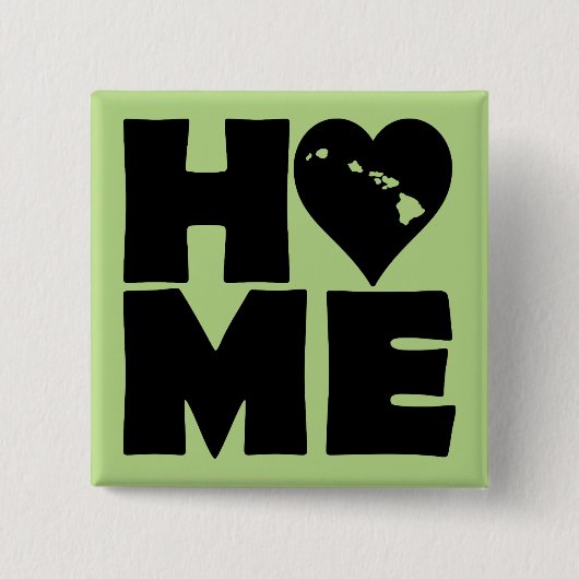 Hawaii Thuis Hart Staat Knop Badge Speld Vierkante Button 5,1 Cm (Voorkant)