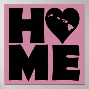 Hawaii Thuis Hart Staat Poster Bord