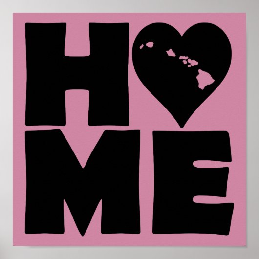 Hawaii Thuis Hart Staat Poster Bord (Voorkant)