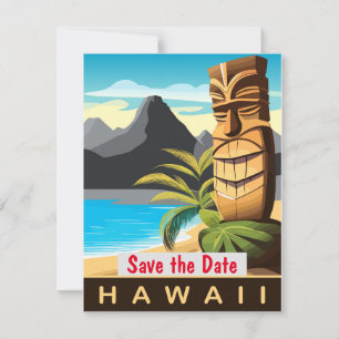 Hawaii Tiki Beach Tropische Trouw Uitnodiging