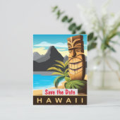 Hawaii Tiki Beach Tropische Trouw Uitnodiging (Staand voorkant)