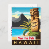 Hawaii Tiki Beach Vintage Save The Date (Voorkant / Achterkant)