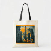 Hawaii tiki beelden sinaasappel herbruikbare tas (Voorkant)