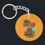 Hawaii Tiki Mask Sleutelhanger<br><div class="desc">Bring the spirit of the islands wherever you go 🌺🏄 The Aloha Hawaii Tiki T-Shirt captures the vibrant energy of tropical beaches, surf culture, and Hawaiian island life. Featuring a bold tiki mask, surfboard, tropical leaves, and a refreshing island drink, this design is perfect for beach lovers and summer adventures....</div>
